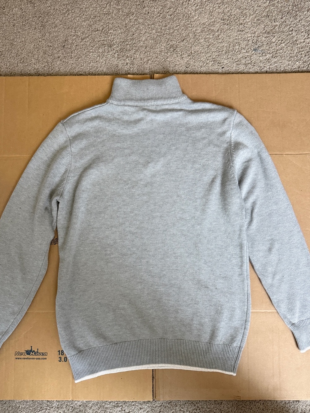 Men's Light Gray Zip-Neck Sweater - Picture 2 of 3